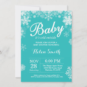 Baby het is koud buiten Winter Aqua Baby Shower Kaart