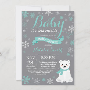 Baby het is koud buiten Winter Aqua Baby Shower Ro Kaart