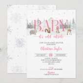 Baby Het is koud buiten, Winter Baby Girl Shower Kaart (Voorkant / Achterkant)