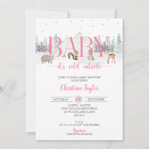 Baby Het is koud buiten, Winter Baby Girl Shower Kaart