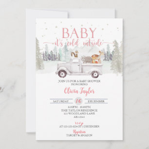 Baby Het is koud buiten, Winter Baby Girl Shower Kaart