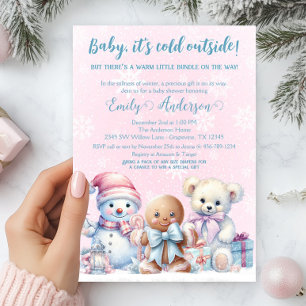 Baby, het is koud buiten Winter Baby Girl Shower Kaart