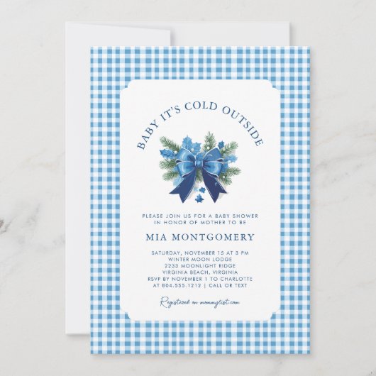 Baby Het is koud Buiten Winter Baby shower - Blauw Kaart (Voorkant)