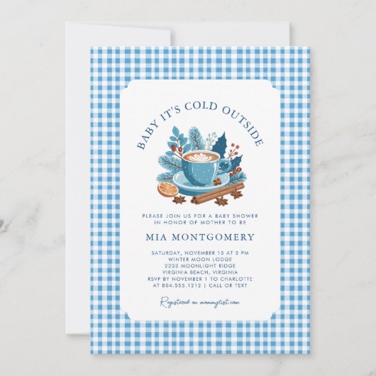 Baby Het is koud Buiten Winter Baby shower - Blauw Kaart (Voorkant)