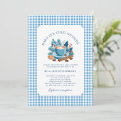 Baby Het is koud Buiten Winter Baby shower - Blauw Kaart (Staand voorkant)