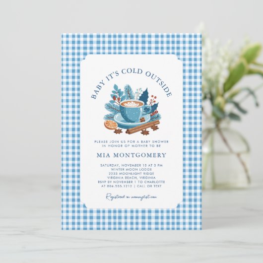 Baby Het is koud Buiten Winter Baby shower - Blauw Kaart (Staand voorkant)