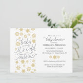 Baby Het is koud buiten Winter Baby shower Gold Kaart (Staand voorkant)