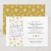 Baby Het is koud buiten Winter Baby shower Gold Kaart (Voorkant / Achterkant)