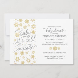 Baby Het is koud buiten Winter Baby shower Gold Kaart