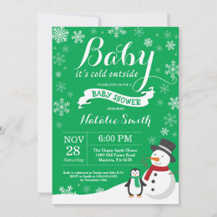 Baby het is koud buiten Winter Baby Shower Groen Kaart
