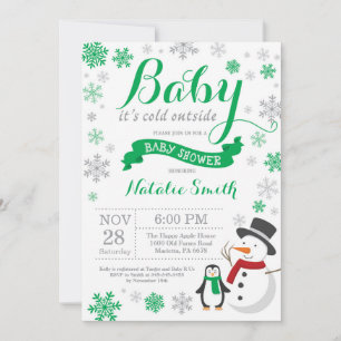 Baby het is koud buiten Winter Baby Shower Groen Kaart