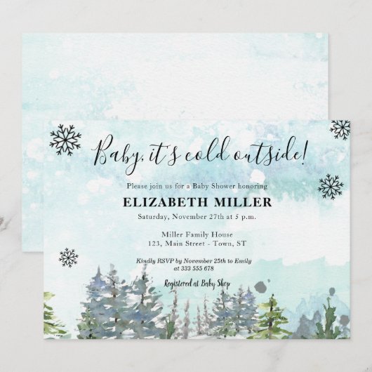 Baby Het is koud buiten, winter baby shower Kaart (Voorkant / Achterkant)