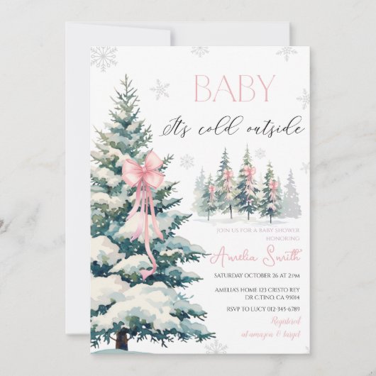 Baby het is koud buiten, Winter Baby shower Kaart (Voorkant)