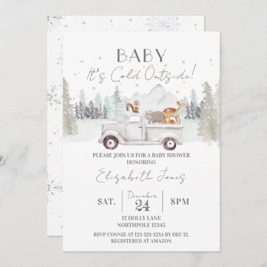 Baby Het is koud buiten, winter Baby shower Kaart (Voorkant / Achterkant)