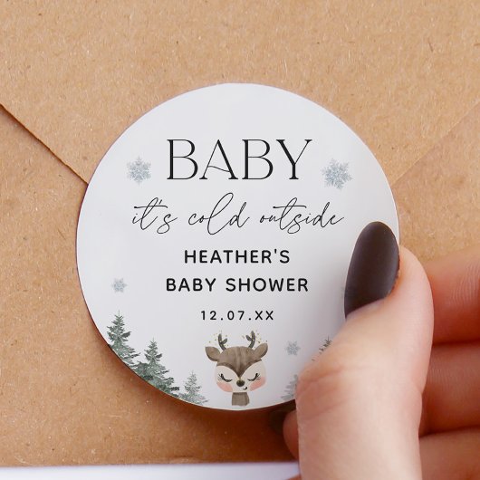 Baby Het Is Koud Buiten Winter Baby Shower  Ronde Sticker
