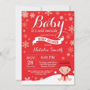 Baby het is koud buiten Winter Baby Shower Rood Kaart
