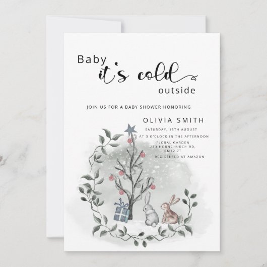 Baby het is koud buiten winter baby shower uitnodi kaart (Voorkant)
