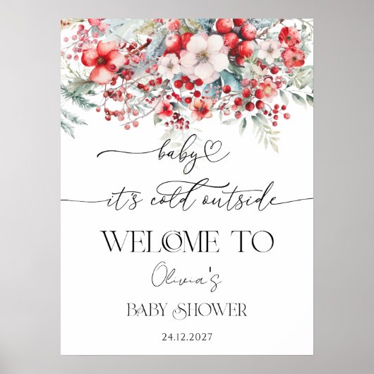Baby het is koud Buiten Winter Baby shower Welkom Poster (Voorkant)