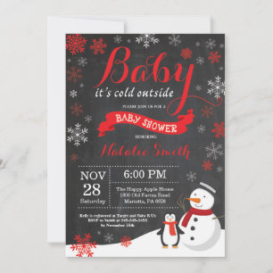Baby het is koud buiten Winter babyborrel Rood Kaart
