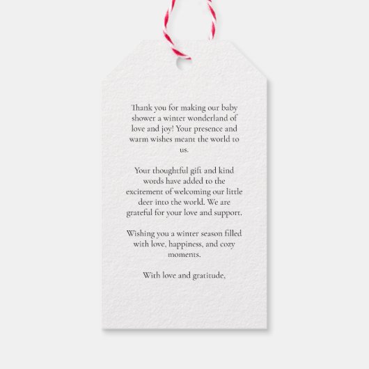 Baby het is koud buiten Winter babyshower bedankje Cadeaulabel (Achterkant)