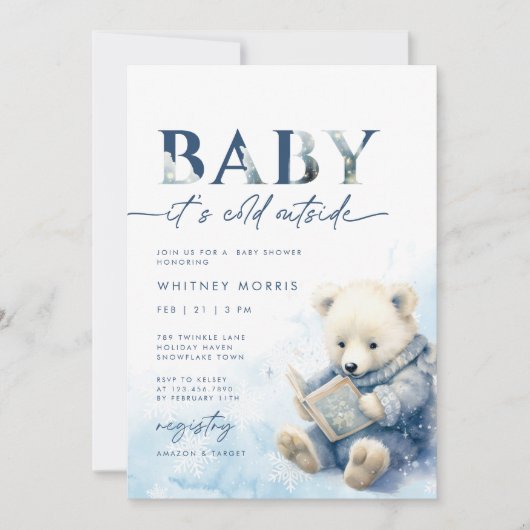 Baby Het is koud buiten Winter Beer Baby shower Kaart (Voorkant)