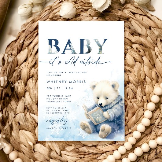 Baby Het is koud buiten Winter Beer Baby shower Kaart