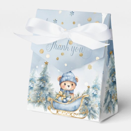 Baby Het is koud Buiten Winter Beer │Blauw Goud Bedankdoosjes (Voorkant Zijde)