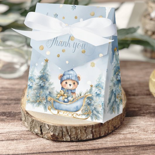 Baby Het is koud Buiten Winter Beer │Blauw Goud Bedankdoosjes