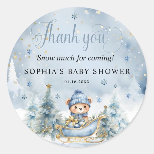 Baby Het is koud Buiten Winter Beer Dank u Ronde Sticker (Voorkant)