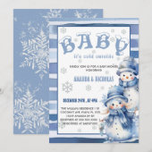 Baby Het is koud buiten Winter Blue Baby shower Kaart (Voorkant / Achterkant)