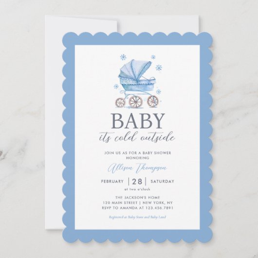 Baby het is koud buiten Winter Boy Baby shower Kaart (Voorkant)
