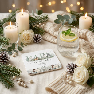 Baby het is koud buiten Winter Dieren Baby Shower Kartonnen Onderzetters