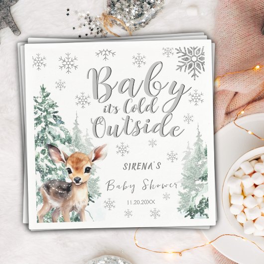 Baby het is koud buiten | Winter Fawn Baby shower Servet