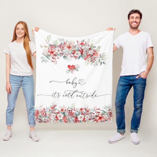 Baby het is koud buiten Winter Floral Baby shower Fleece Deken (In situ)