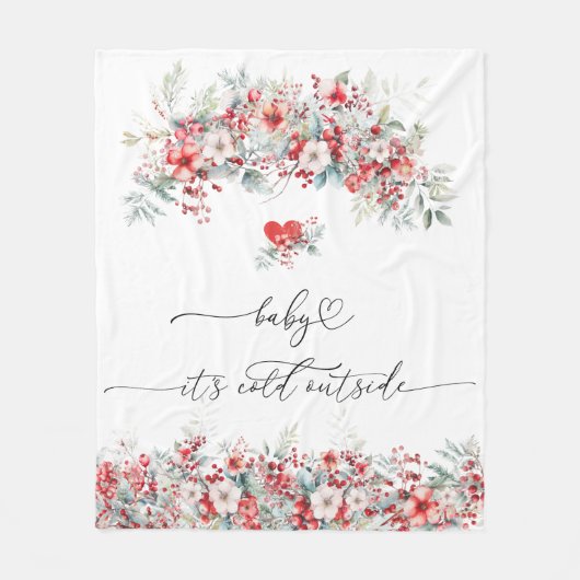 Baby het is koud buiten Winter Floral Baby shower Fleece Deken (Voorkant)