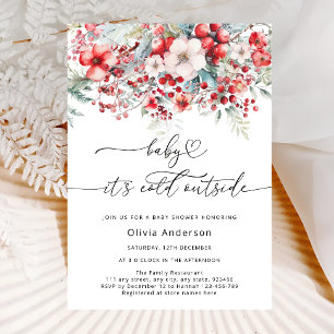 Baby het is koud buiten Winter Floral Baby shower Kaart