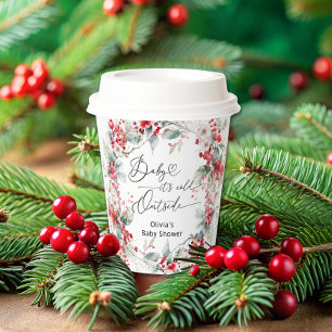 Baby het is koud buiten Winter Floral Baby shower Papieren Bekers