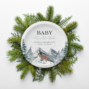 Baby Het is koud buiten Winter Forest Baby shower Papieren Bordje