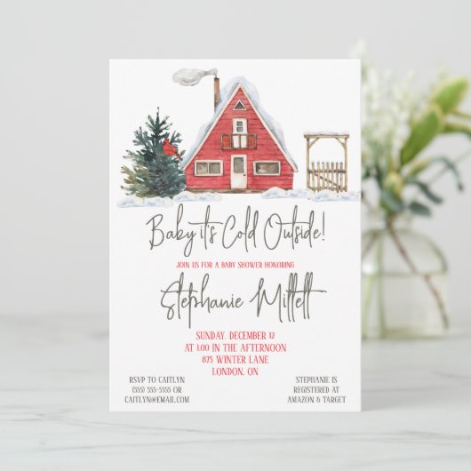 Baby Het is koud buiten, Winter Gewaardeerd Baby s Kaart (Staand voorkant)