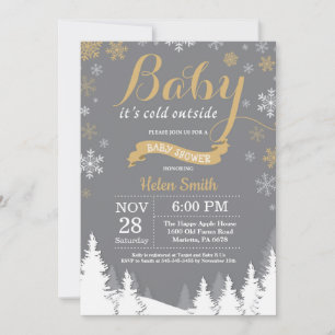 Baby het is koud buiten Winter Goud Baby Shower Kaart