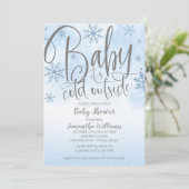 Baby Het Is Koud Buiten Winter Jongen Baby Shower  Kaart (Staand voorkant)