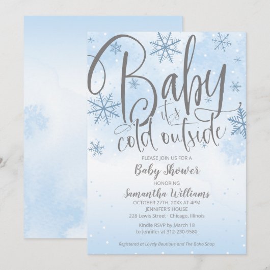 Baby Het Is Koud Buiten Winter Jongen Baby Shower  Kaart (Voorkant / Achterkant)
