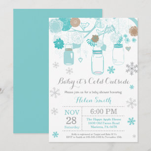 Baby het is koud buiten Winter Mason Jar Baby Show Kaart