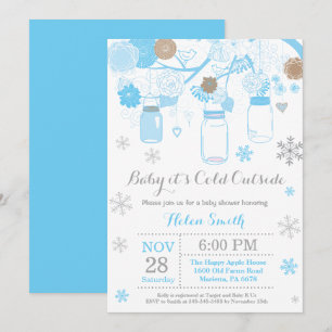 Baby het is koud buiten Winter Mason Jar Baby Show Kaart