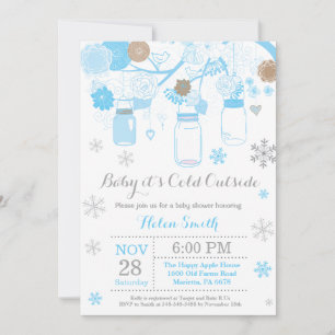Baby het is koud buiten Winter Mason Jar Baby Show Kaart