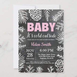 Baby het is koud buiten Winter Meisje Baby Shower Kaart
