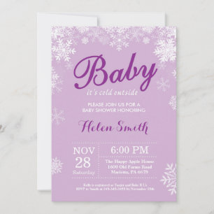 Baby het is koud buiten Winter Paarse Baby Shower Kaart