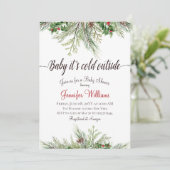 Baby Het is koud buiten Winter Pine Baby shower Kaart (Staand voorkant)