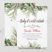 Baby Het is koud buiten Winter Pine Baby shower Kaart (Voorkant / Achterkant)