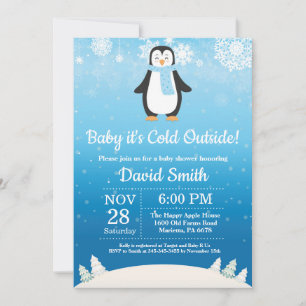 Baby het is koud buiten Winter Pinguïn Baby Shower Kaart